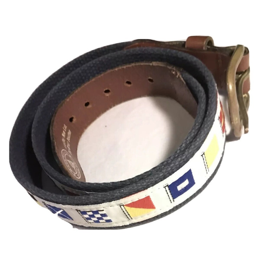 Leatherman Belt Mens 30 Nautical Flag Embroidered Canvas Maritime